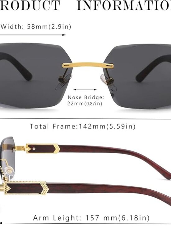 Rimless Rectangle Sunglasses main image 4